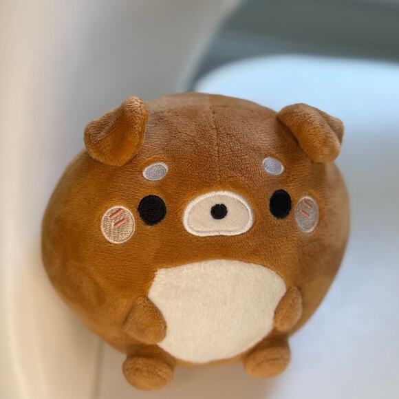 Honeymaru Puppy Dog Plush - 5" Round Ball Stuffie - Picture 2 of 4